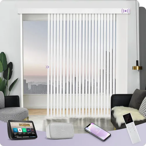 Vista 14 de Graywind Persianas verticales motorizadas compatibles con Alexa Google Privacidad reversibles opacas persianas verticales inteligentes control