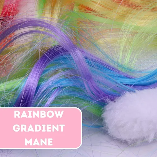 Vista 4 de Needzo Diadema de unicornio con accesorio para el cabello de melena de arcoíris