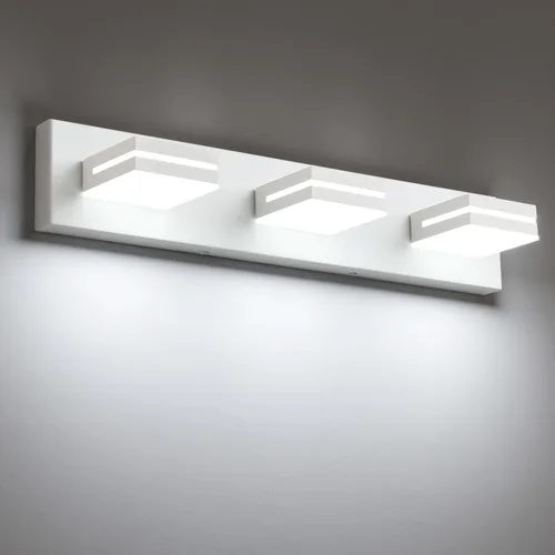 Vista 90 de SineRise - Moderna lámpara LED para tocador de baño (2 luces, 39.4 cm, regulable), iluminación de pared de baño moderna de acrílico cepillado sobre