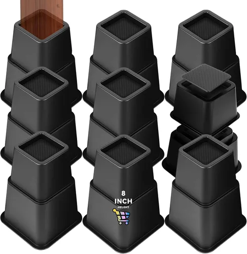 Vista 11 de Elevadores de cama ajustables de 8 pulgadas, soportes de elevación antideslizantes resistentes para camas, sofás, diseño cuadrado duradero