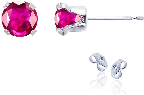 Vista 77 de Aretes de tuerca de plata de ley 925 chapados en oro de 14 quilates macizo, oro amarillo, blanco o rosa de 0.236 in Amatista