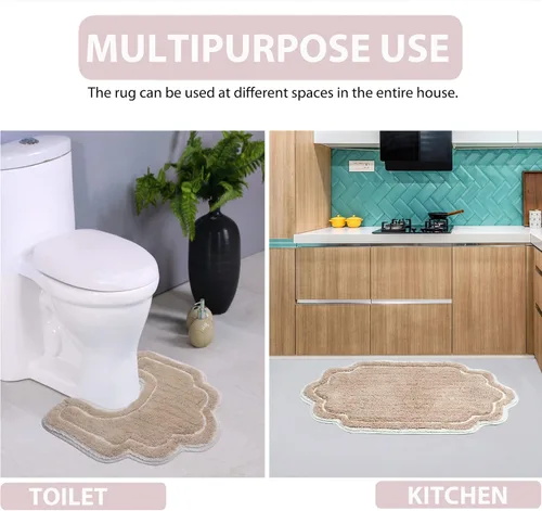 Vista 5 de Home Weavers - Tapete de baño 100% algodón copetudo, supersuave y absorbente, lavable a máquina y apto para secadora lino