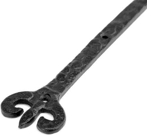 Vista 6 de Bisagra de correa de puerta de hierro forjado negro de 12.5 pulgadas de largo x 4.1 pulgadas de ancho, decorativa, resistente a la corrosión