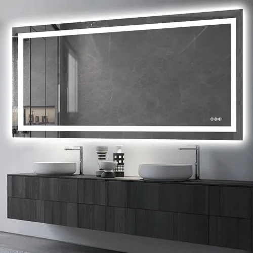 Vista 14 de Hivone - Espejo de baño LED de 24x30 pulgadas con luces, función antivaho, regulable, retroiluminado + iluminación frontal, espejo de tocador