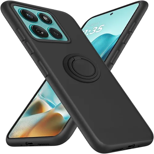 Vista 10 de Funda para Pinwheel Genesis 3 / BLU G64 Funda para teléfono con protector de pantalla HD, soporte de anillo giratorio de 360°, soporte de silicona