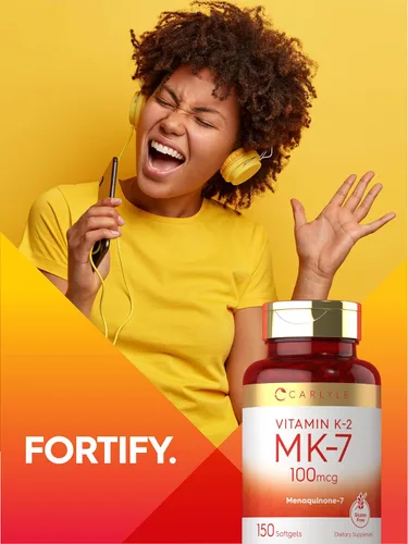 Vista 6 de Carlyle Vitamina K2 MK7 100 mcg 150 cápsulas blandas Bioactive Trans-Form MK7 Suplemento sin OMG y sin gluten