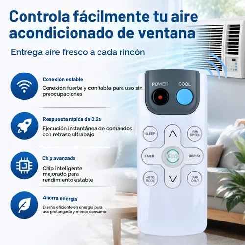 Vista 2 de ZWP GYKQ-71E - Control remoto de aire acondicionado para ventana 2-Blanco