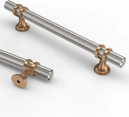Vista 31 de Asidrama - Paquete de 10 manijas para gabinete de cocina de 3 pulgadas (76mm) de color negro mate y bronce champán, tiradores para gabinete