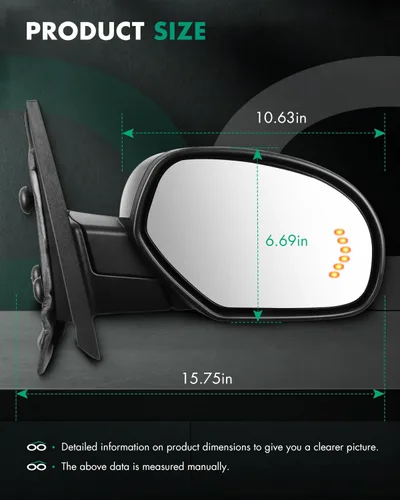 Vista 3 de SCITOO Espejos de visión lateral aptos para Chevy 2007-2013 para GMC Avalanche Silverado 1500 Suburban 1500 Suburban 1500 con flecha ámbar señal