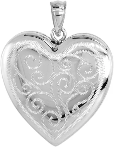 Vista 3 de Collar con medallón de plata de ley de 1.0in para mujer con 4 cuadros grabados de 40,6 a 20.0in