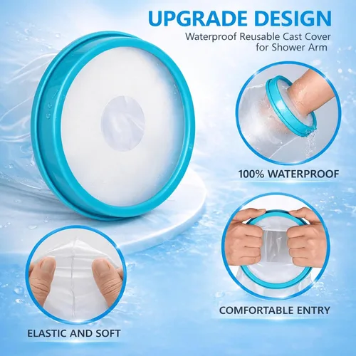Vista 3 de UpGoing Fundas Impermeables para Yeso de Mano para Ducha y Baño, Protector de Muñeca Hermético Reutilizable para Adultos, Bolsa de Manga de Vendaje