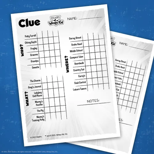 Vista 9 de USAOPOLY CLUE: Diary of a Wimpy Kid Resuelve el misterio en este juego de pistas coleccionable con licencia oficial con personajes y ubicaciones