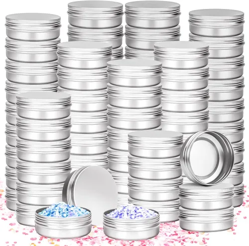 Vista 11 de Paquete de 24 tarros de lata de 1 onza, latas de metal de 1 fl oz, recipientes de lata de aluminio de 1 onza con tapa de tornillo para barras