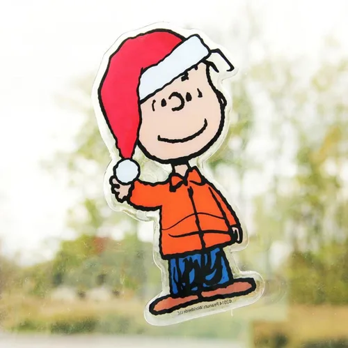 Vista 3 de Product Works - Peanuts Linus de 8 pulgadas con sombrero de Santa Jelz para ventana de Navidad