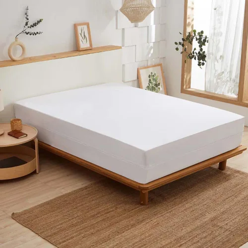 Vista 2 de Funda de colchón con cremallera para cama, protector de colchón impermeable tamaño matrimonial, sin ruido, transpirable, lavable a máquina, se