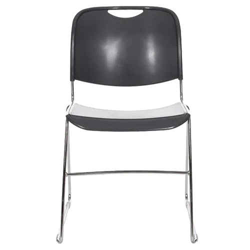 Vista 6 de OEF Furnishings OEF8502/4 Silla apilable con base de trineo de plástico ultracompacta (gris oscuro, paquete de 4)