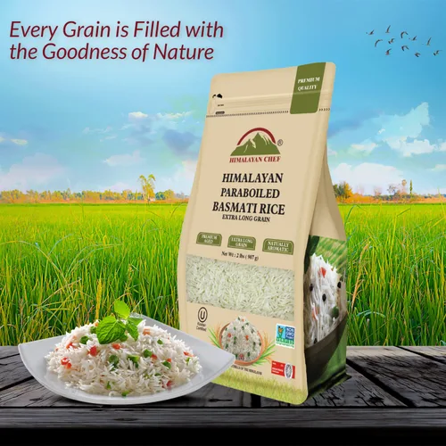 Vista 2 de Himalayan Chef - Arroz Basmati Parboiled del Himalaya, saludable y grano extra largo - 2 libras