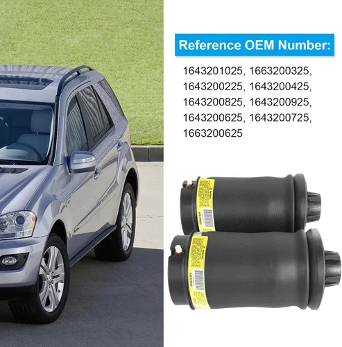 Vista 2 de Nifeida 1663200325 Par de bolsas de resorte de aire para suspensión trasera izquierda y derecha compatible con Mercedes-Benz Clase ML 2005-2011