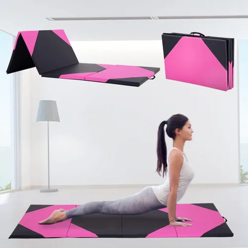 Vista 8 de Colchonetas para gimnasia para el hogar, 4 x 10 x 2 pulgadas, almohadilla de ejercicio de gimnasio con asas de transporte, alfombrilla de ejercicio