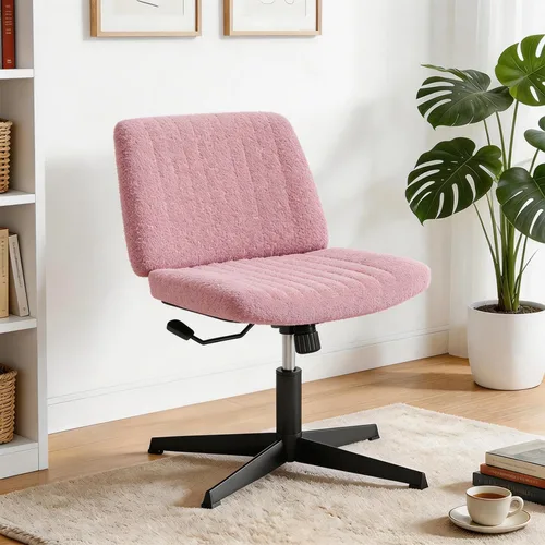 Vista 2 de PayLessHere Silla cruzada sin ruedas Rosa Silla de escritorio sin
