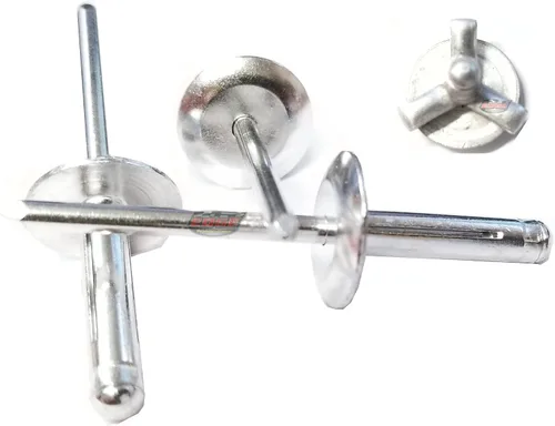 Vista 12 de Pernos Pop Explosivos Negros de 3/16 Pulgadas, Mandril de Aluminio de Cabeza Grande de Tres Pliegues, Rango de Agarre de.040 -.354