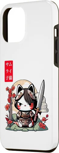 Vista 2 de Funda para iPhone 12 Pro Max con diseño de gato Kawaii en armadura samurái para niñas amantes del anime