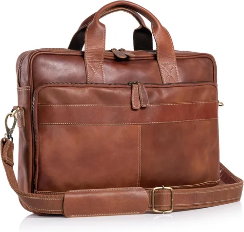 Vista 8 de KomalC Maletines de cuero de 16 pulgadas para computadora portátil, bolsas de mensajero para hombres y mujeres, mejor bolso de oficina