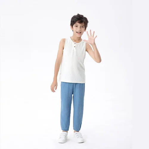 Vista 5 de GFQLONG Paquete de 3 pantalones casuales básicos lisos para bebé, verano, otoño, cómodos, de algodón y lino, paquete de 3