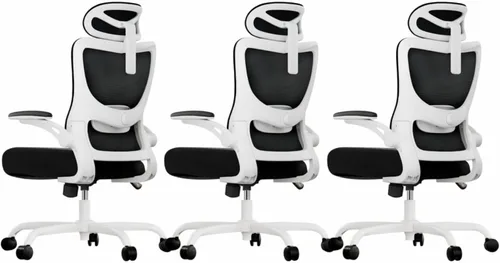 Vista 10 de Marsail - Silla ergonómica de oficina - Silla de escritorio con respaldo alto de malla y soporte lumbar ajustable, silla giratoria con ruedas
