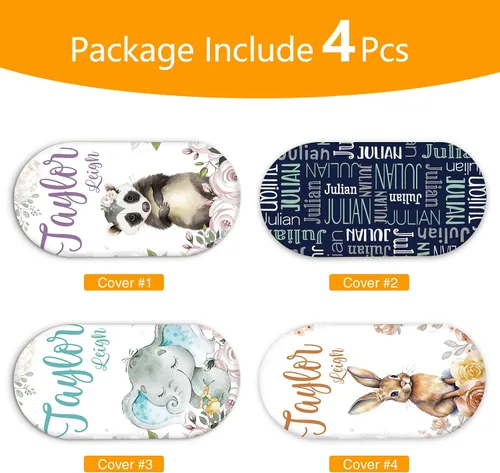Vista 2 de Juego de 4 sábanas de moisés personalizadas para bebé, elásticas y ultra suaves, con nombre personalizado, ajuste universal para colchón de moisés