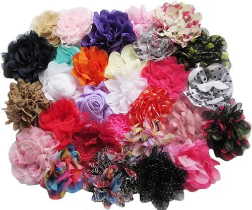 Vista 8 de YYCRAFT Paquete de 30 diademas de flores de gasa de 2 pulgadas, color rosa bebé