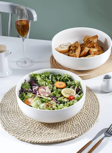 Vista 3 de Onniyor Ensaladeras grandes de porcelana, cuencos grandes de 110 onzas (10 pulgadas), juego de cuencos resistentes para pasta, cuencos para mezclar