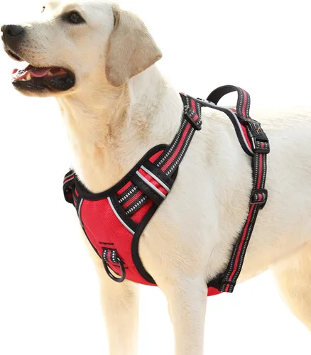 Vista 21 de HEELE Arnés para perro pequeño sin tirones con mango suave, arnés reflectante ajustable, color negro, XS Reflective Front Clip Vest with Control
