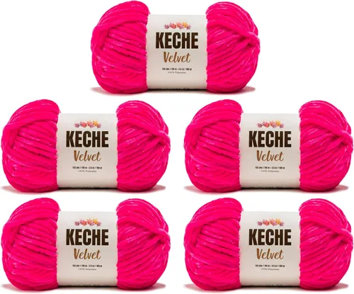 Vista 44 de Keche Hilo para ganchillo, hilo de terciopelo, chenilla suave, manta de bebé voluminosa amigurumi Yarn 3.53 oz (132 yardas) - Arona
