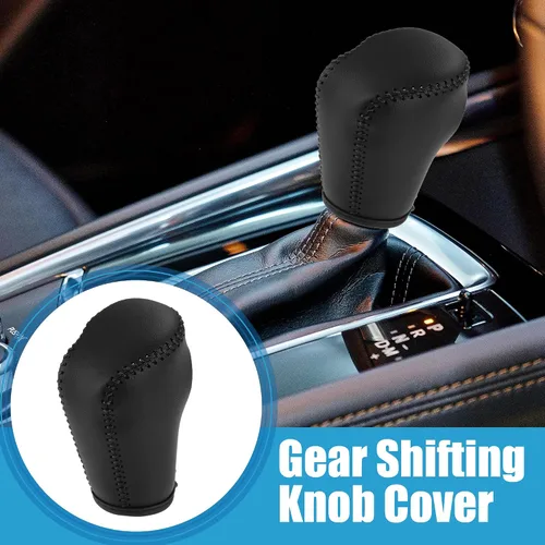 Vista 2 de Cubierta de palanca de cambios de coche para Mazda CX-5 2017-2022, piel sintética, color negro
