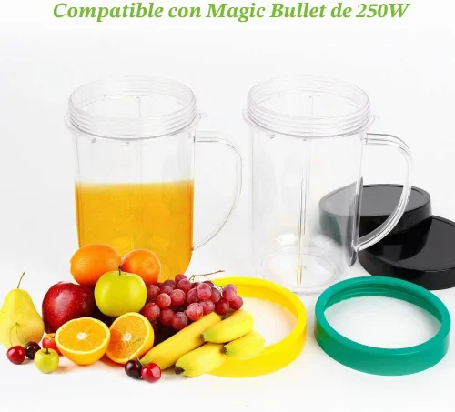 Vista 6 de Vasos de repuesto de 16 onzas para Magic Bullet, 6 piezas/juego de piezas compatibles con batidora Magic Bullet de 250 W MB1001, incluye tazas