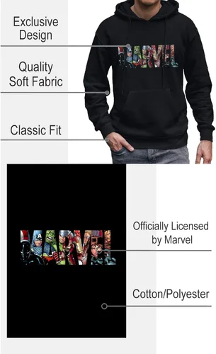 Vista 2 de MARVEL Sudadera con capucha para hombre con logotipo del equipo Avengers