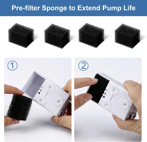 Vista 6 de 8 filtros de repuesto para fuente de gato Veken para fuente automática de mascotas de 95 onzas/2.8 L y dispensador de agua de acero inoxidable
