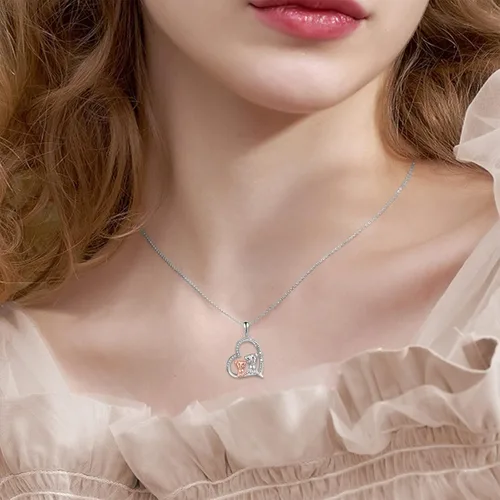 Vista 2 de Collar de cerdo de plata de ley S925, collar de cerdo de origami para mujer