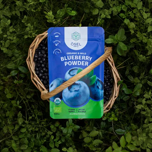 Vista 7 de ÖSEL BERRY Polvo orgánico de arándano silvestre de 3 onzas, certificado por USDA, sin azúcar añadido, ricos en antioxidantes, liofilizados