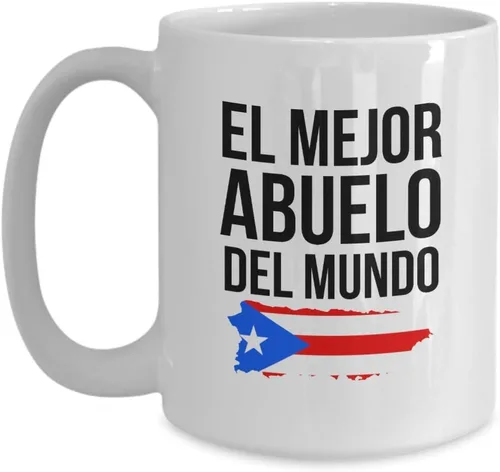 Vista 3 de Taza Abuelo - Taza de café El Mejor Abuelo Del Mundo con bandera de Puerto Rico para abuelos puertorriqueños