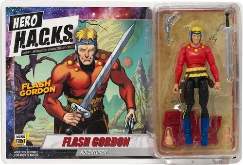 Vista 6 de Boss Fight Studio Hero H.A.C.K.S. Flash Gordon - Figura de acción de cómic – Figura coleccionable altamente articulada y accesorios que incluyen
