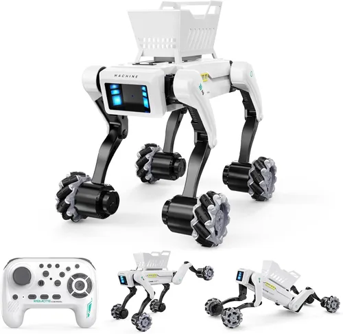 Vista 11 de Kit de perro robot 3 en 1 con ruedas, más de 30 acciones biónicas, control de voz y control remoto, movimientos programables, batería recargable