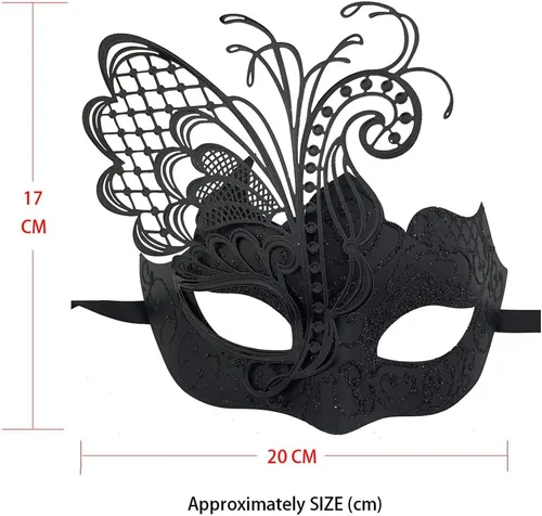 Vista 2 de Juego de máscaras venecianas de Mardi Gras para parejas, accesorio para disfraz de fiesta