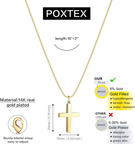 Vista 66 de Collar de cruz para mujeres y niñas, delicado chapado en oro de 14 quilates, gargantilla con dije de cruz que no se deslustra, impermeable, moderno