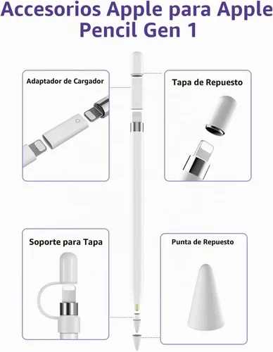 Vista 7 de Tapa magnética, adaptador de carga, punta de repuesto y soporte para tapa, compatible con Apple Pencil 1ª