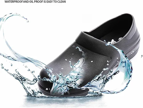Vista 2 de Zapatos de trabajo antideslizantes para hombres, zapatos de cuero antideslizantes para servicio de alimentos, zapatos antideslizantes para servicio