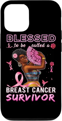 Vista 27 de iPhone 13 Pro Max Camisas afroamericanas contra el cáncer de mama para mujeres Blessed Survivor Case