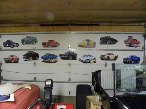 Vista 5 de 1970 Datsun 240Z - Calcomanía de pared de coche de dibujos animados de 2 pies de largo, calcomanía gráfica de coche deportivo para hombre, cueva