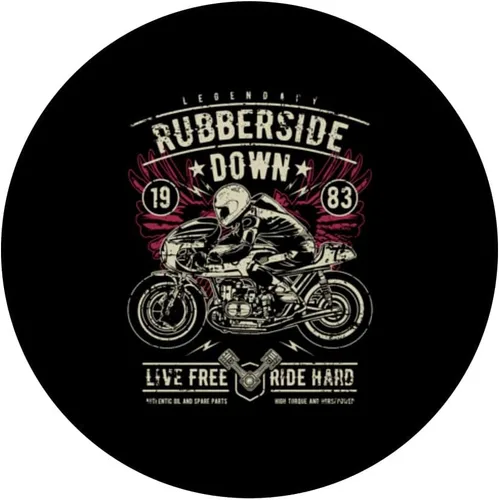 Vista 3 de Retro Cafe Racer Rubberside Down Motorcycle Race Design PopSockets Swappable PopGrip